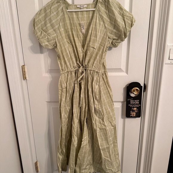 Madewell Plaid Tied Waist MIDI Dress - Picture 5 of 7